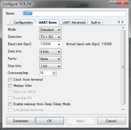 UART Basic タブ
