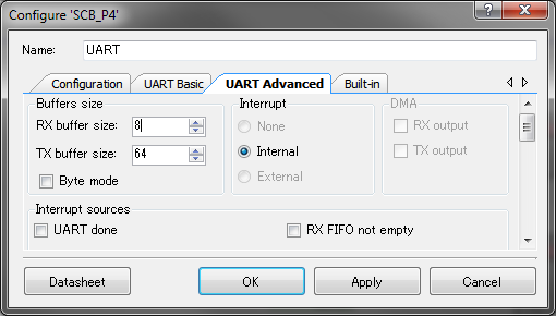 UART Advanced タブ